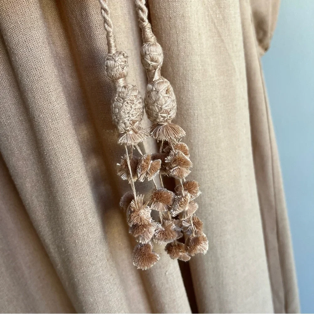 Ulla Johnson Kalea 100% Raw Silk Knit Long Sleeve Midi Dress Brown Beige Tan 4 S - Picture 9 of 11